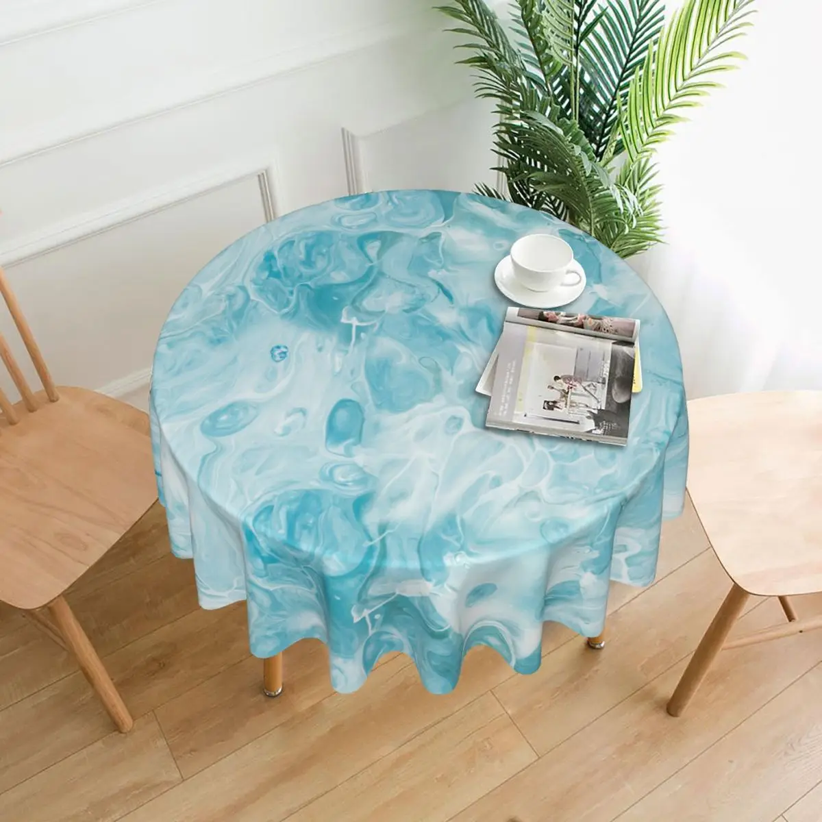 

Blue Marble Tablecloths Living Room Table Decoration Fabric Round Tablecloth