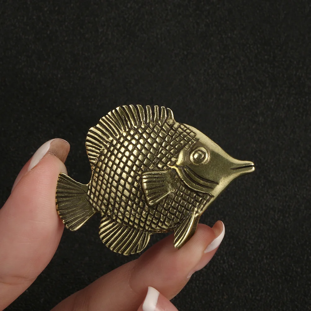 

2 Pcs Retro Decor Small Fish Sculpture Copper Figure Coral Figurine Desk Statue Office