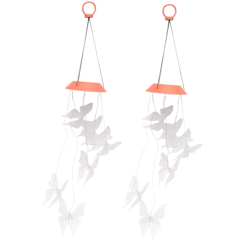 

2X Wind Chime,Solar Lights Chimes,Butterfly Wind Chimes LED/Solar Wind Chime Outdoor Decor,Yard Solar Light Mobile