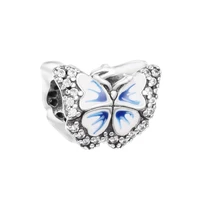 blue butterfly sparkling charm 2022 spring fits beaded charms bracelets fashion women diy 925 sterling silver jewelry