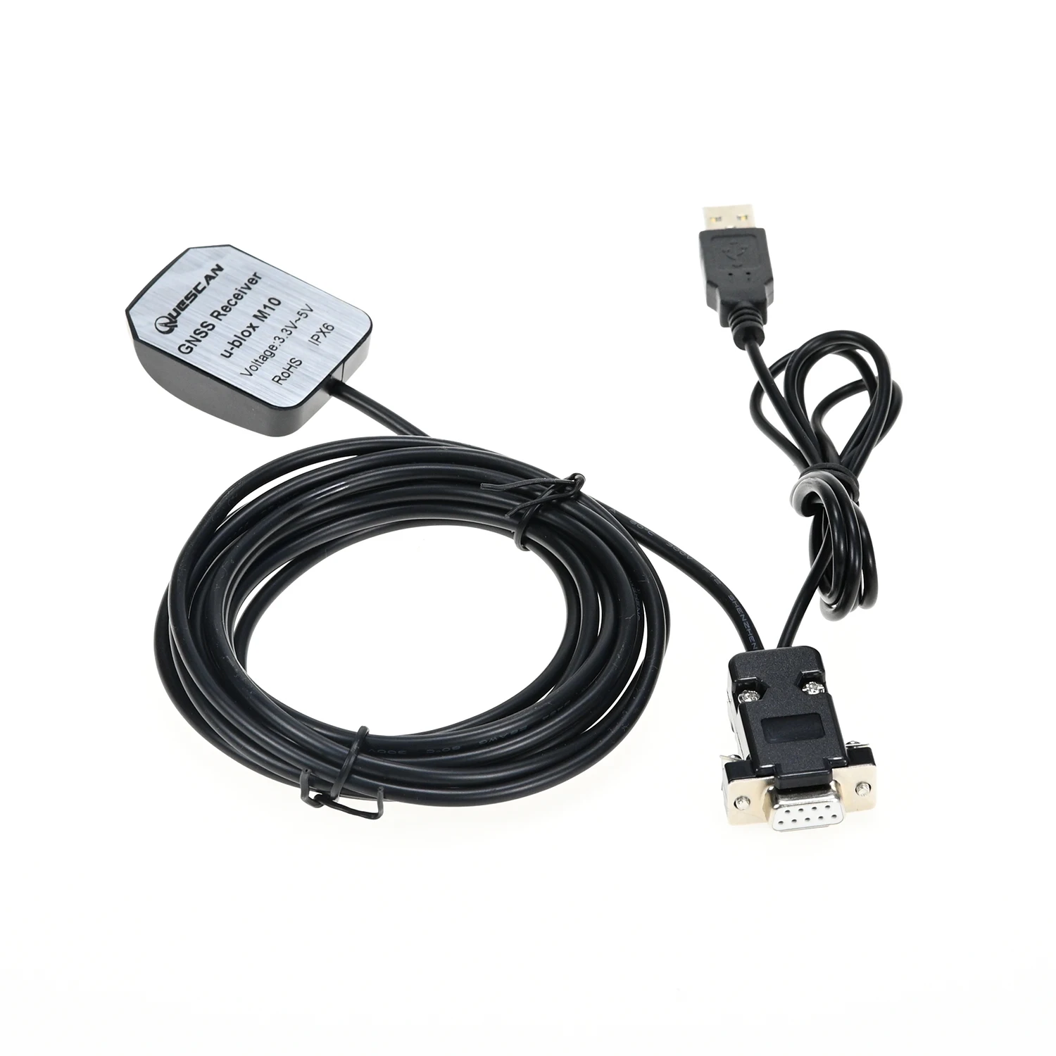Фото GPS-приемник QUESCAN с последовательным интерфейсом RS232, антенна PPS RS-232 DB9 NMEA 0183 для приема GPS, ГЛОНАСС, Galileo, BeiDou, QZSS, SBAS, NMEA0183, 1-25 Гц №4