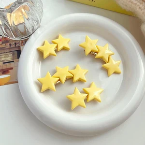 Cute Sweet Yellow Stars Hairpin Pentagram Hair Clips For Girls Fashion Side Bang Barrettes Y2k Hair Accessories