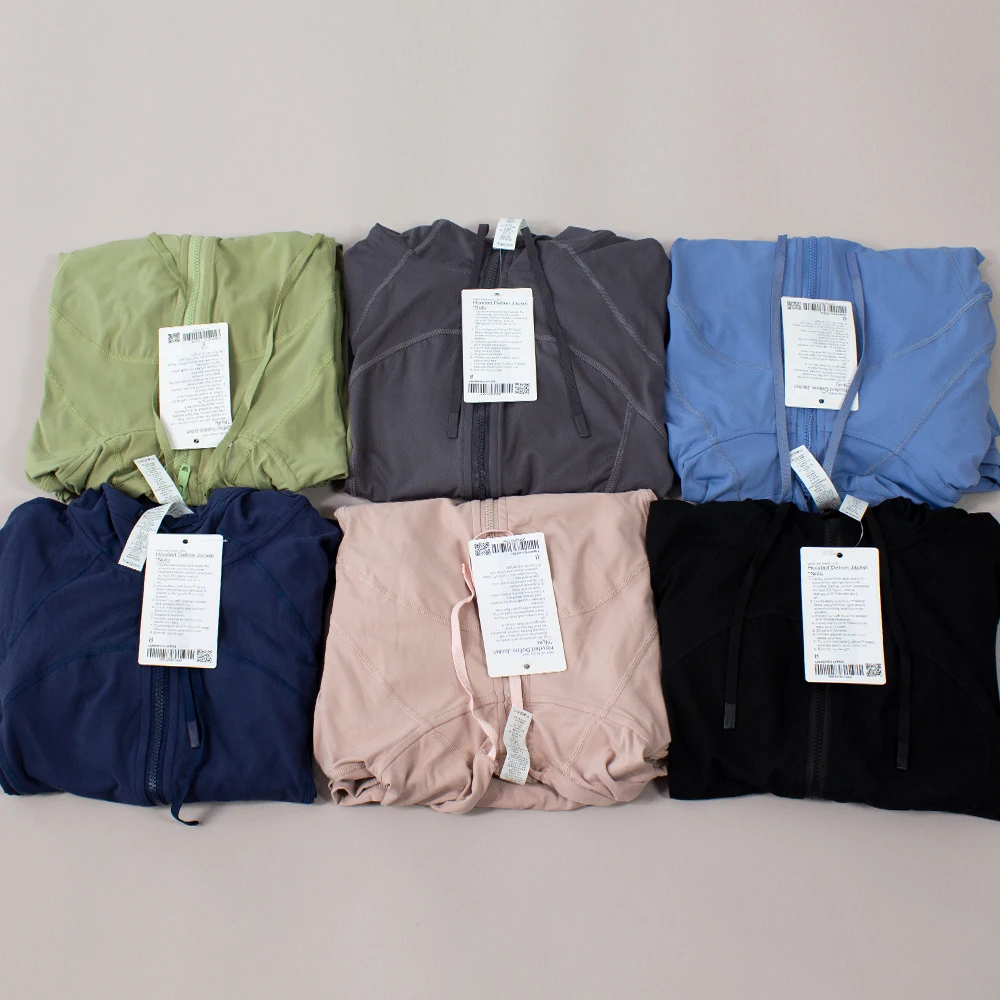 Lulu Women Yoga Long Sleeve Hooded Define Jacket Sports Coat With Pockets Quick Dry Breathable Fitness Running Zip Up Jackets