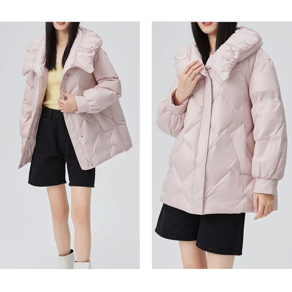 Стеганое пальто Eral на молнии зиму хорошее ощущение руки ветрозащитное теплое