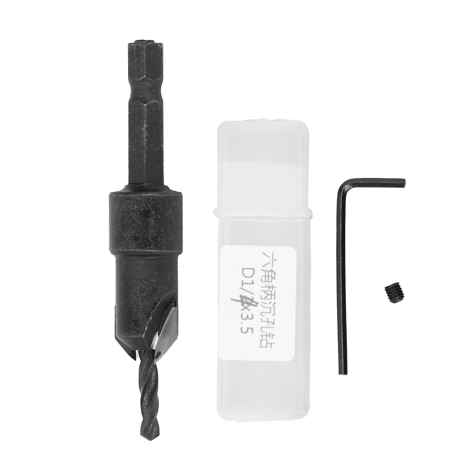 

3.5mm Countersink Bit with 1/4 Hex Shank Wide Slot Tapered Drill Bit for Woodworking Drilling Black