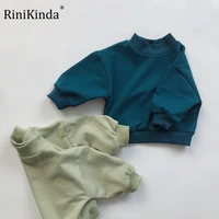rinikinda new arrival autumn boys girls sweatshirts cotton solid color hot selling kids clothes long sleeve sport shirts 2022