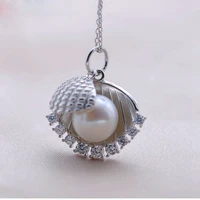 meibapj real freshwater pearl luxurious shell pendant necklace 925 sterling silver fine party jewelry for women