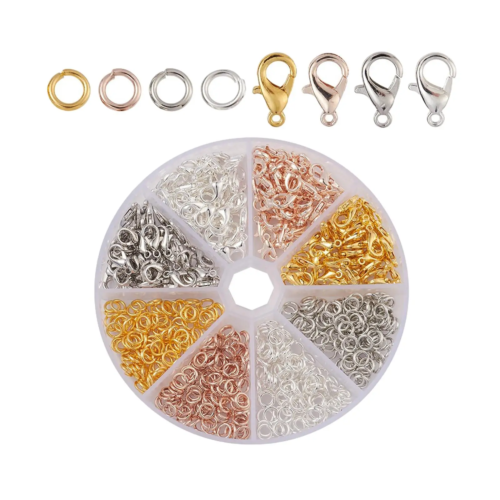 

480Pcs Lobster Clasp with Open Jump Ring Set Bracelet Connectors 4 Colors