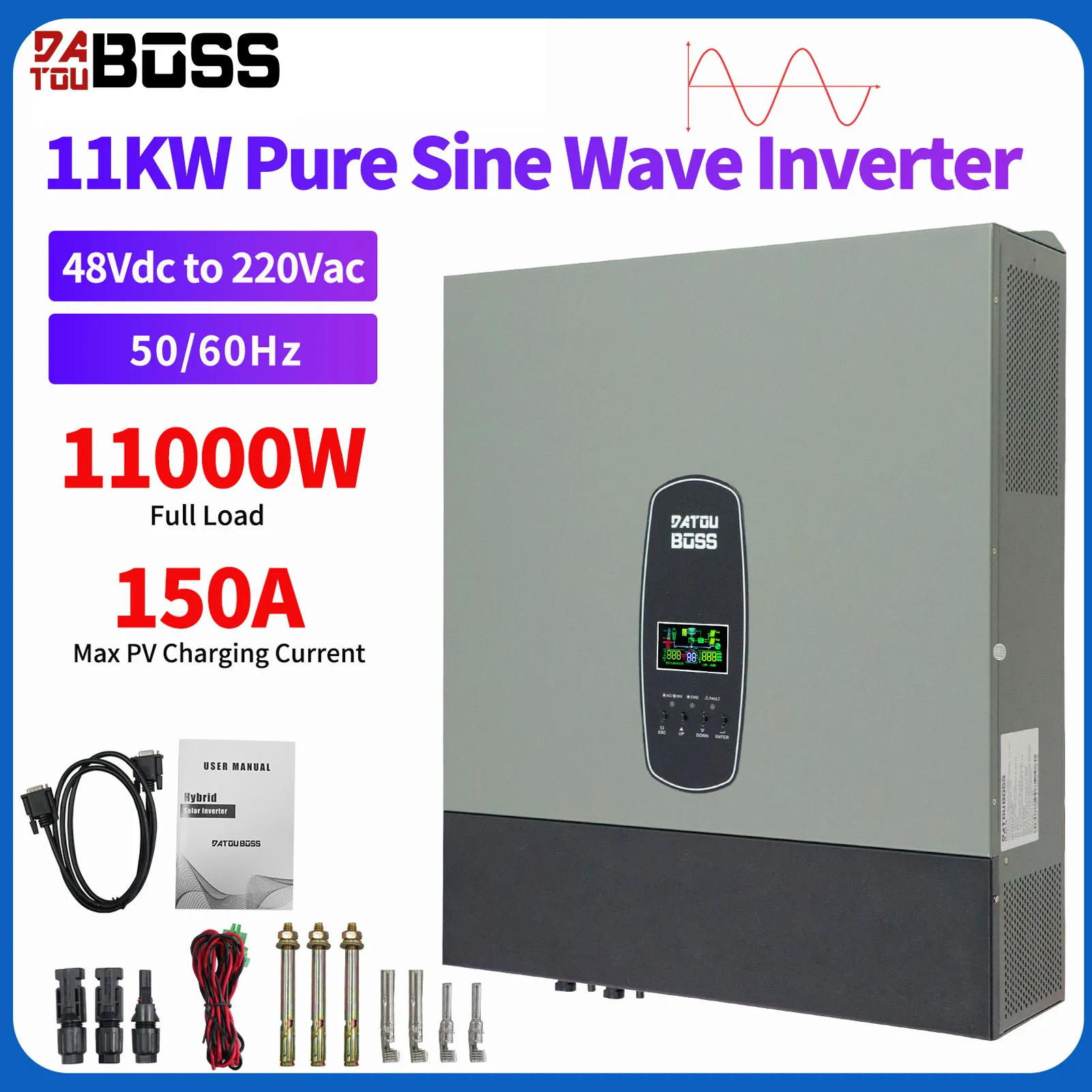 DATOUBOSS новый солнечный гибридный инвертор 11000 Вт 160A с поддержкой Wi-Fi 48 В встроенный