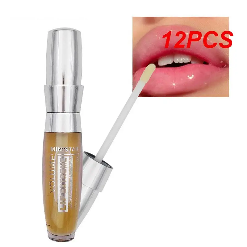 

12PCS Instant Volumizing Lip Gloss Clear Lip Plumper Makeup Moisturizing Fade Lip Lines Anti-aging Lip Care Serum Oil Cosmetics