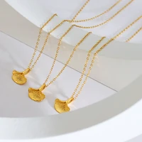yaonuan european clavicle chain ginkgo leaf pendant gold plated stainless steel necklace for women trendy jewelry accessories