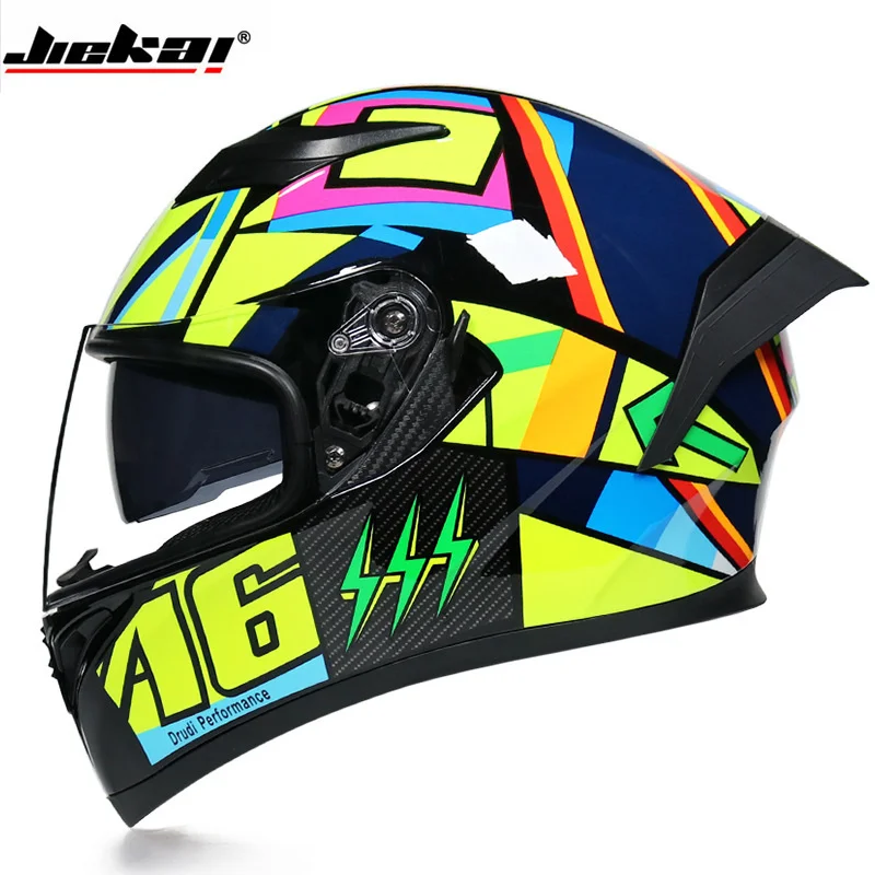 Suitable for  full helmet full cover double lens anti fog personalized motorcycle Bluetooth long tail