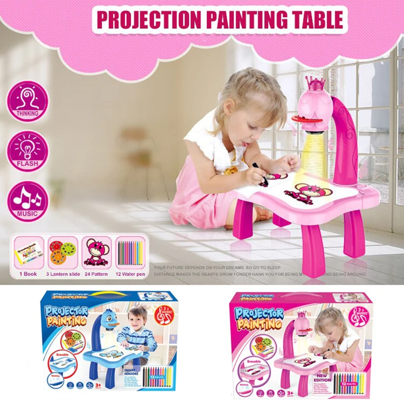 

Kids Children Educational Early Learning Musical Projector Projection Painting fun Kid Projection Painting Drawing Table SP99