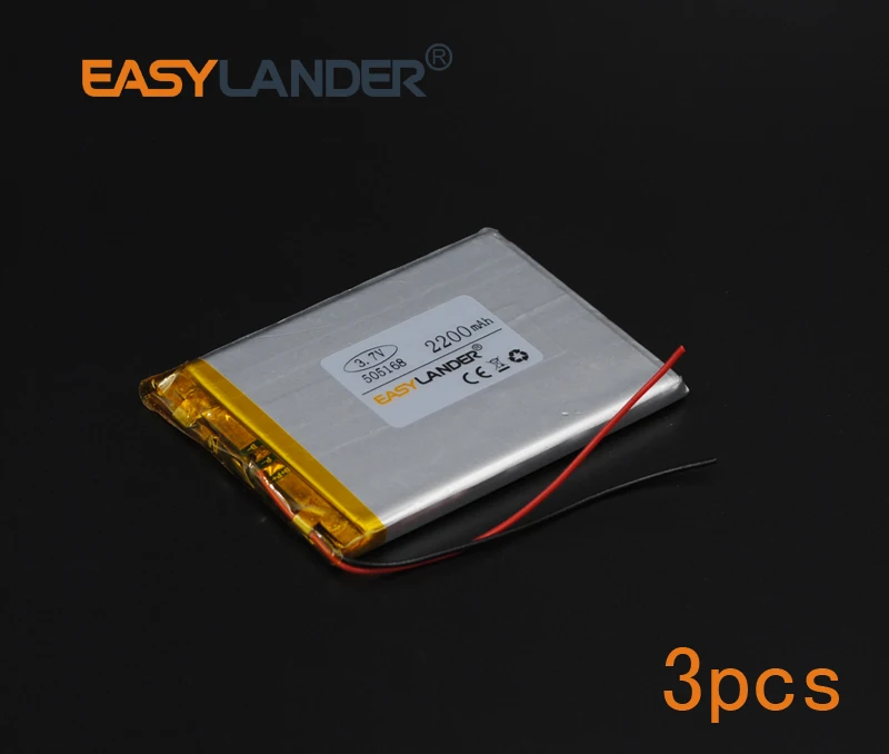 

3 шт./лот 3,7 в 2200 мАч 505168 перезаряжаемый литий-полимерный литий-ионный аккумулятор для Mp4 Mp3 PAD DIY bluetooth Vedio Tablet PC mobile 055168