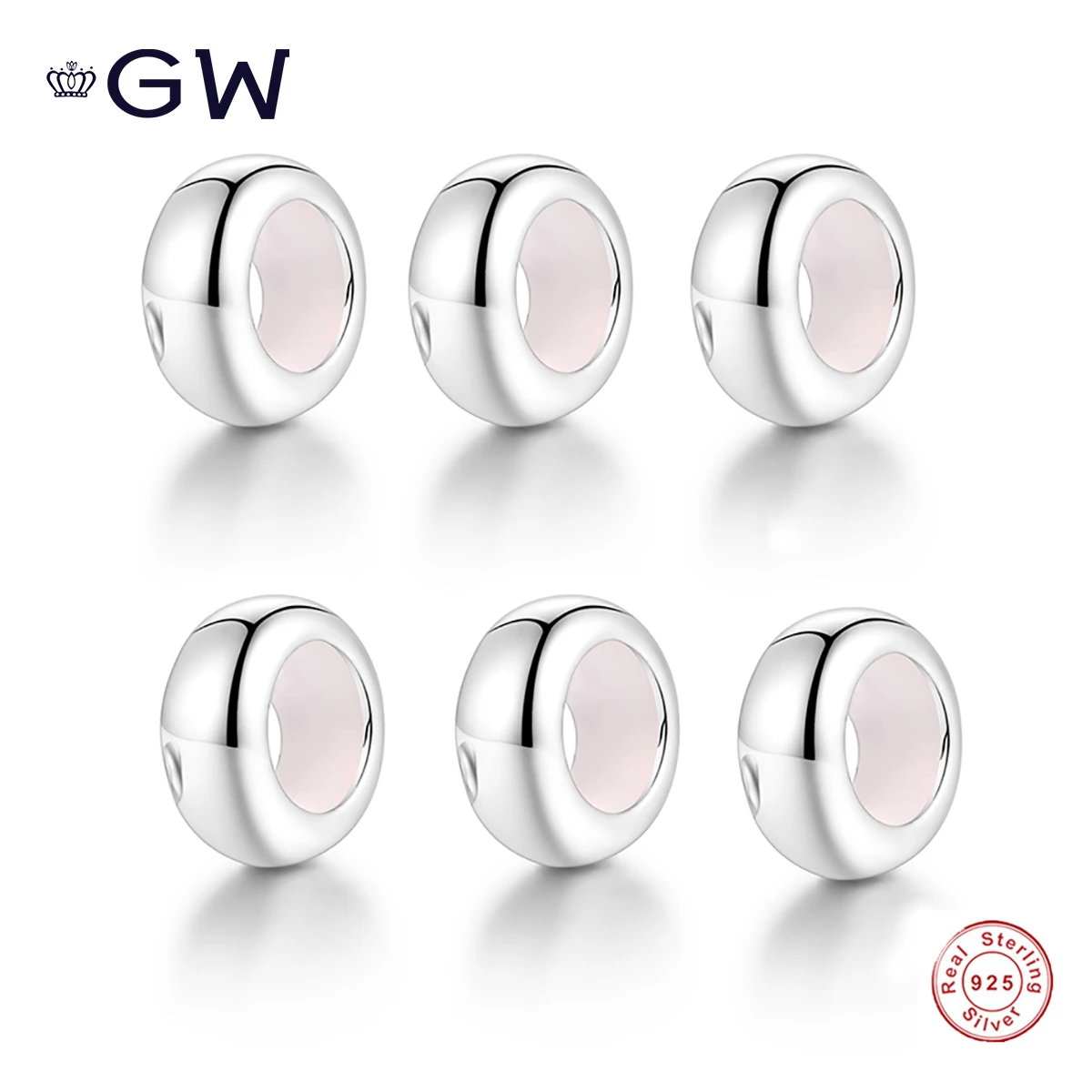 

6Pcs 925 Sterling Silver Stopper Spacer Beads For Fit Bracelet & Bangle Charm Diy Jewelry Authentic Jewelry Making
