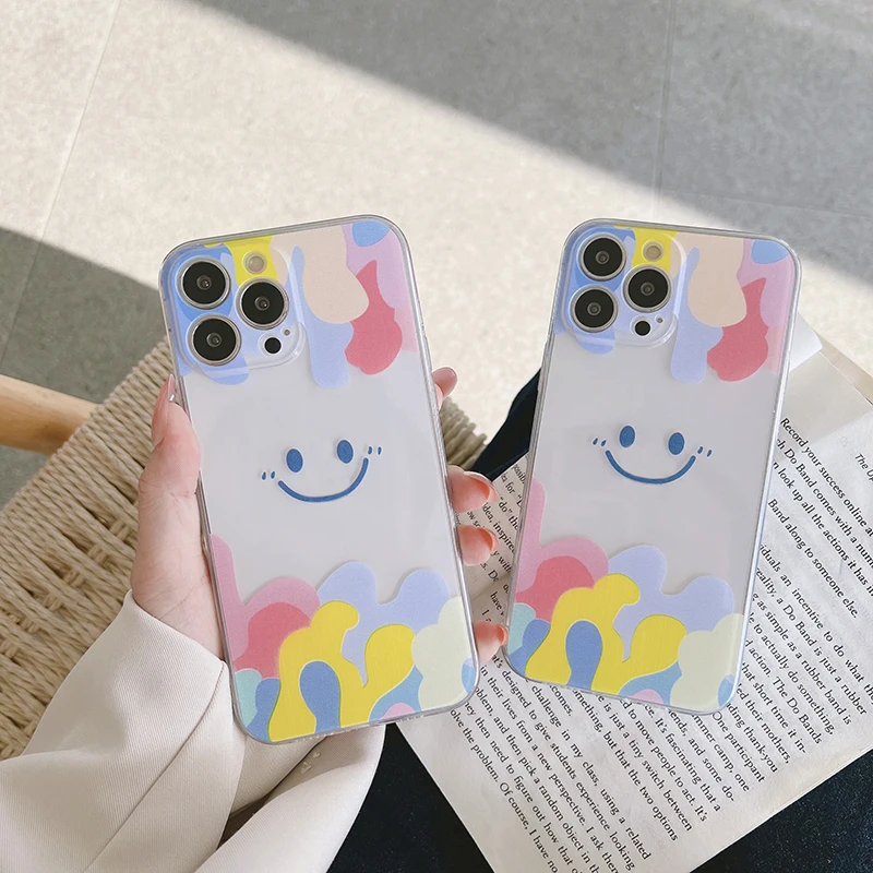 

Ultra-thin Cute Smile Square Liquid Silicone Phone Case For iPhone 13 12 11 Pro SE XS Max XR X 8 7 Plus Luxury Shockproof Cover