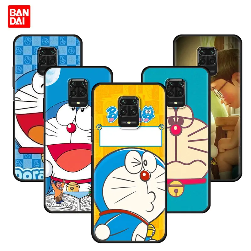 

Cute Kawaii Doraemon Case for Redmi Note 9s 9 7 8 8t 8Pro 10 10Pro 11 11t Pro Plus 4G 5G Capinha Black Cover Silicone