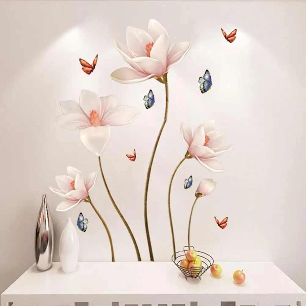 

112*70CM PVC Removable 3D Butterfly Flower Colorful Wall Sticker For Living Room Bedroom Bathroom Home Beautify Decoration