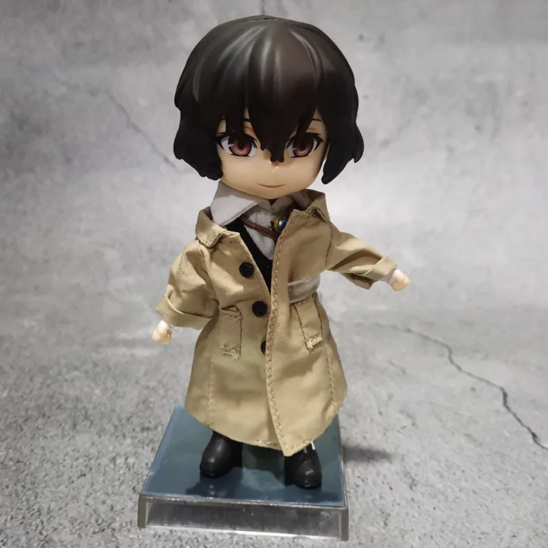 

14CM Japanese Anime Bungo Stray Dogs Action Figure Dazai Osamu Cute Windbreaker Standing Model Toys Children PVC Doll Gifts Kid