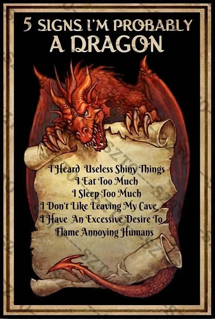 Металлическая табличка &quotI'M Probably A Dragon&quot