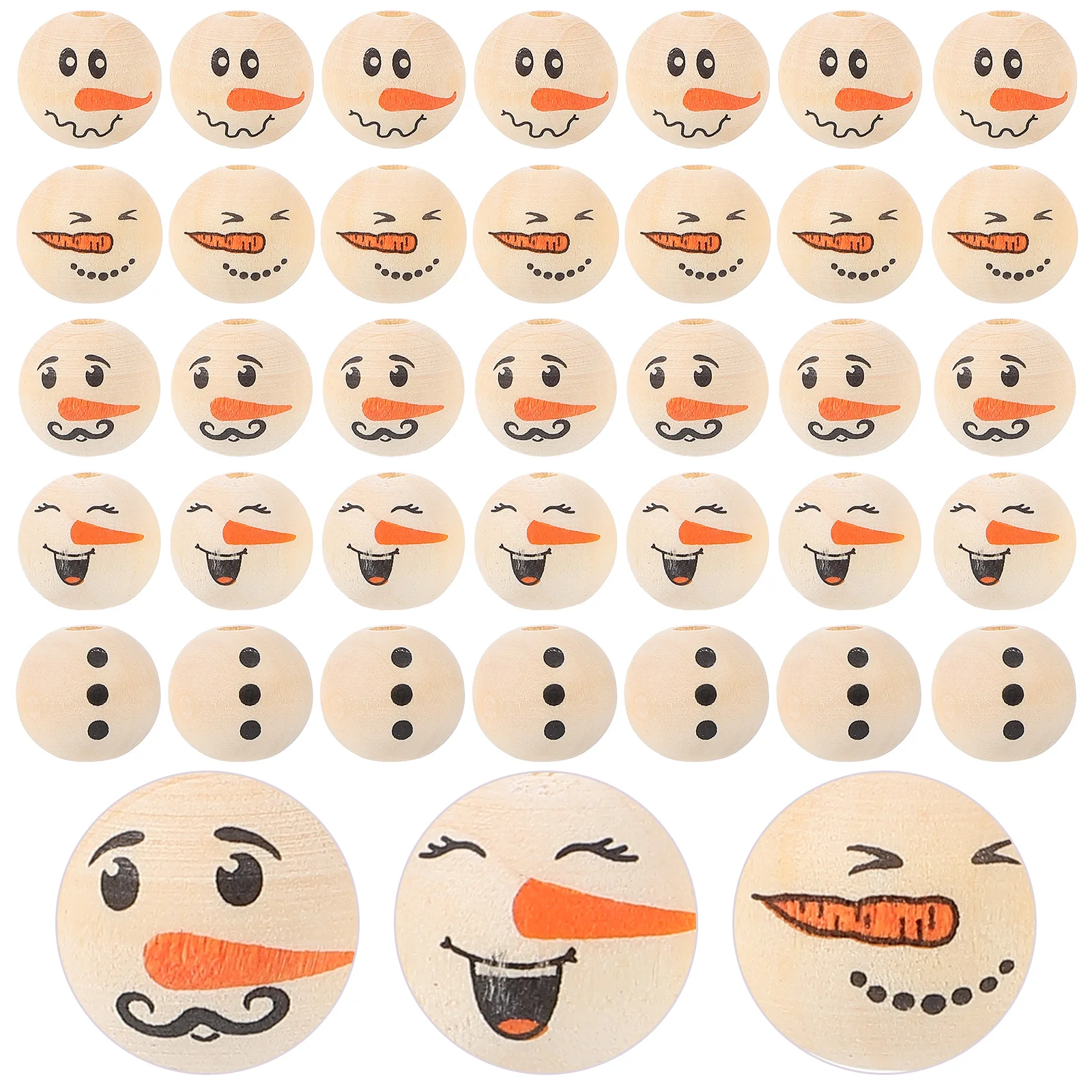 

Christmas Wooden Beads Charms Garland Loose Jewelry DIY Spacer For Craft Wreath