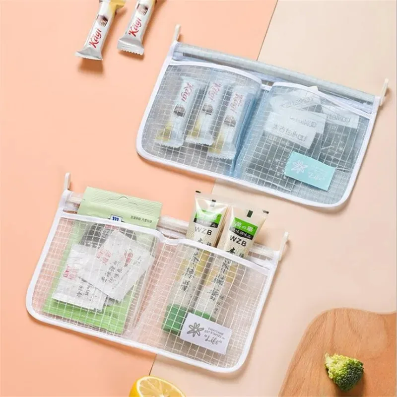

Double Compartment Refrigerator Storage Hanging Bag Refrigerator Storage Mesh Bag Hanging Household Classification Storage Bag