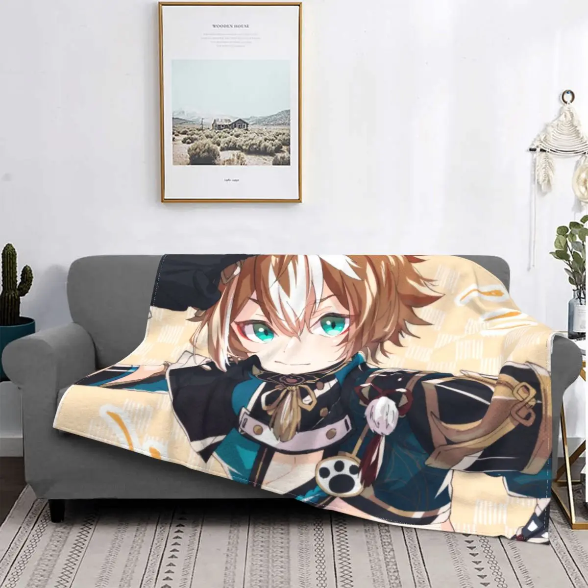 

Gorou Genshin Impact Game Blanket Fleece Autumn/Winter Breathable Super Soft Throw Blankets for Bedding Office Plush Thin Quilt