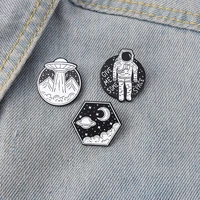 personality new year gift spacecraft enamel pin astronauts christmas starry sky friends badges womens brooch lapel pins jewelry