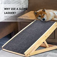 Wooden Adjustable Pet Ramp 2 In 1 Cat Scratch-Able Furniture For Indoor/Outdoor Cats - Adjustable Height & Replaceable Carpet