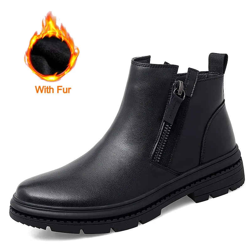 

Genuine Leather Mens Chelsea Boots Luxury Brand Italian Cow Leather Ankle Boot Non-Slip Platform Designer Casual Business Shoes