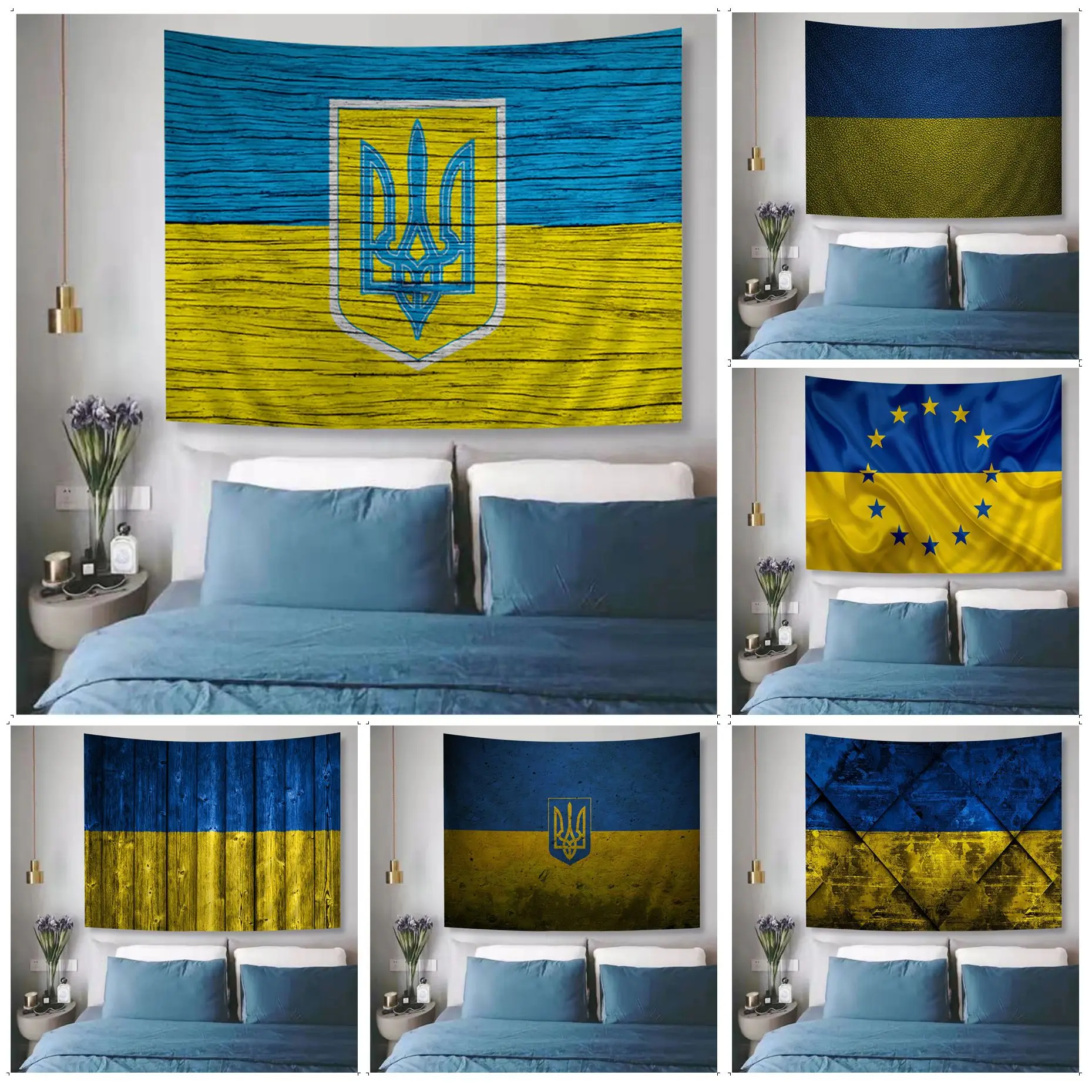 

Ukraine Flag Colorful Tapestry Wall Hanging Hanging Tarot Hippie Wall Rugs Dorm Art Home Decor