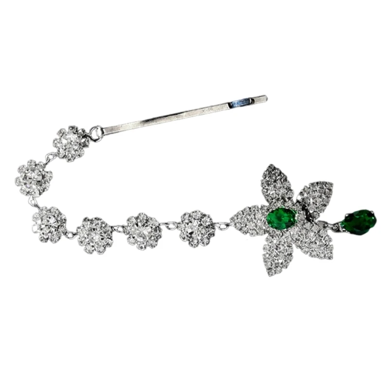 Цветок Стразы Цепочка для волос Кристалл Свадебный головной убор Невеста