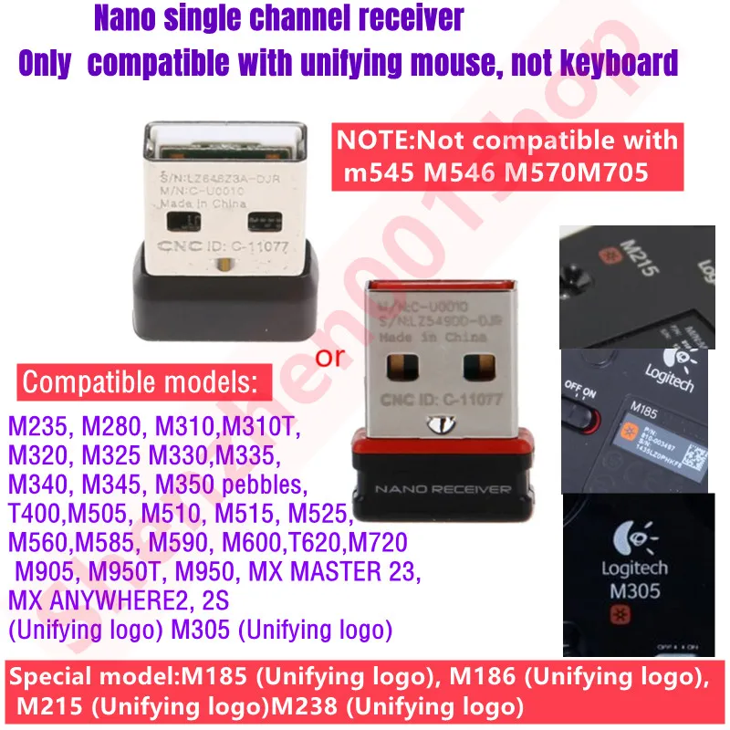 Беспроводной приемник USB-адаптер для Logitech Unifying Mouse Connect MX M905 M950 M505 M510 M525 EtcM235 M280 M310