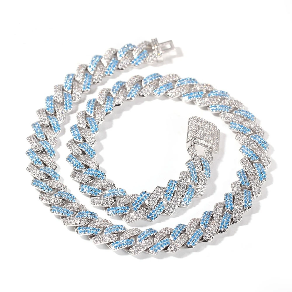 

Цепочка с кубинскими звеньями в стиле хип-хоп 15 мм, ожерелье и браслет, сверкающая кубинская стандартная цепь для мужчин, ювелирные изделия ...