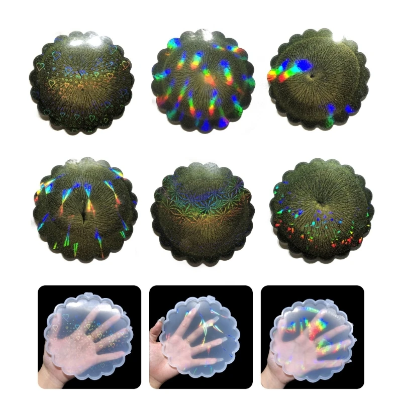 

Силиконовый коврик для чашки, формы для эпоксидной смолы с эффектом радуги, сделай сам