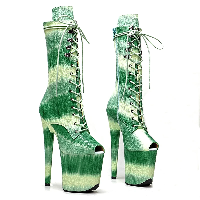 Leecabe 20CM/8Inch PU upper open toe Women's Platform disco party High Heels Shoes Pole Dance boot