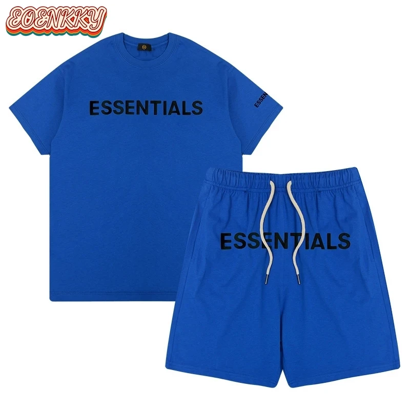 

Kids Clothing ESSENTIALS Summer Short Sleeve Suit Boys and Girls Lettles Print Cotton Breathable Casual Wear T-shirt+shorts Sets