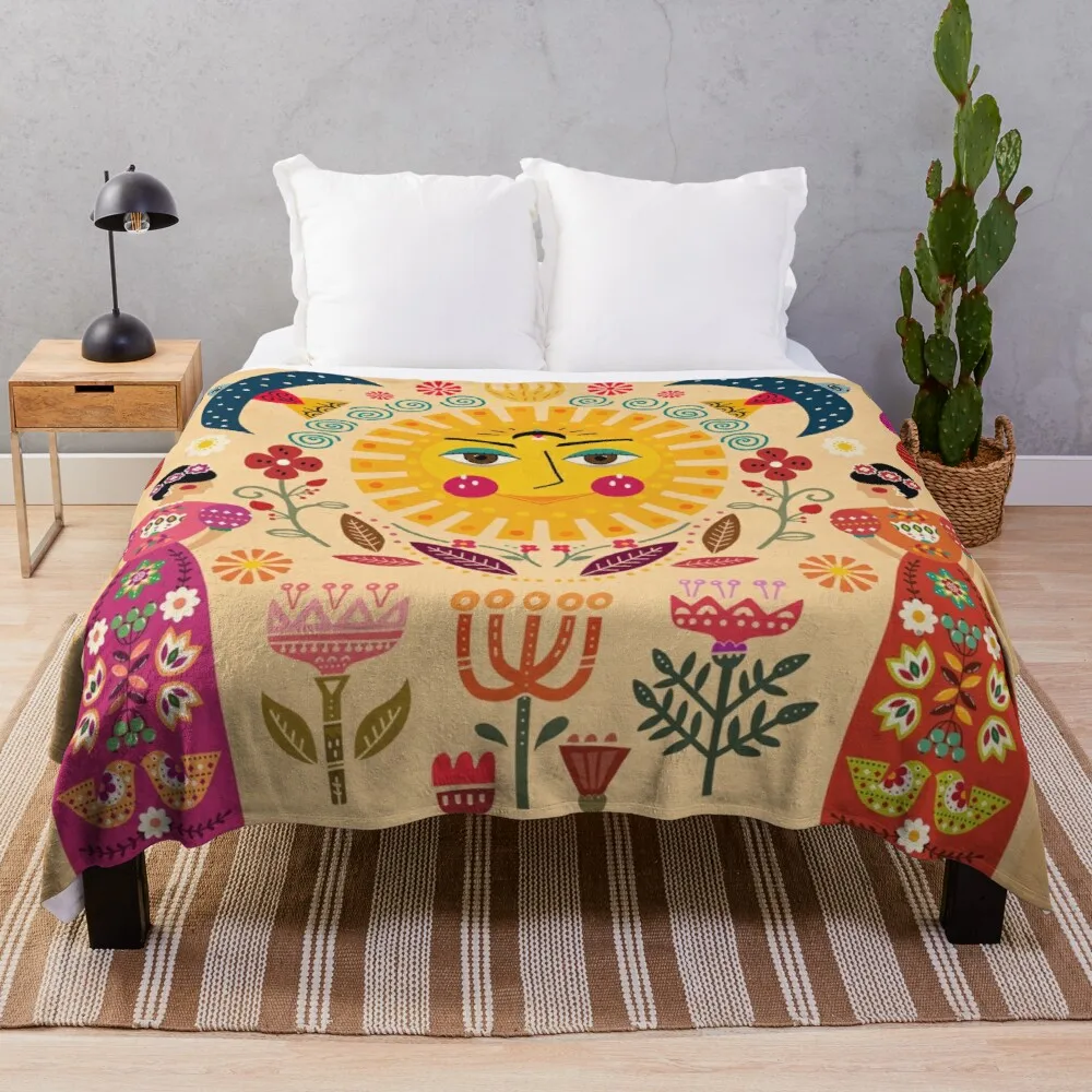 

Folk Art Inspired Frida Cheap Bunk Beds Sofa Fur Blanket Twin Woven Blanket Art Blanket Luxury Throw Blankets