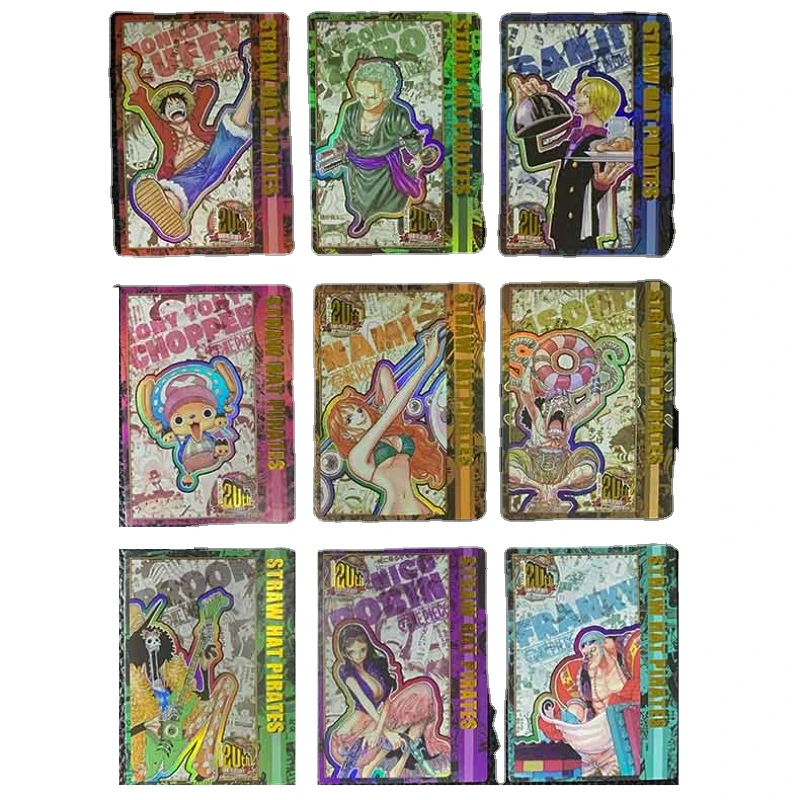 

9pcs1 set ONE PIECE 20th Anniversary Poster Collection Card Fold Shiny Boy Collection Toy Card Christmas Holiday Gift Card