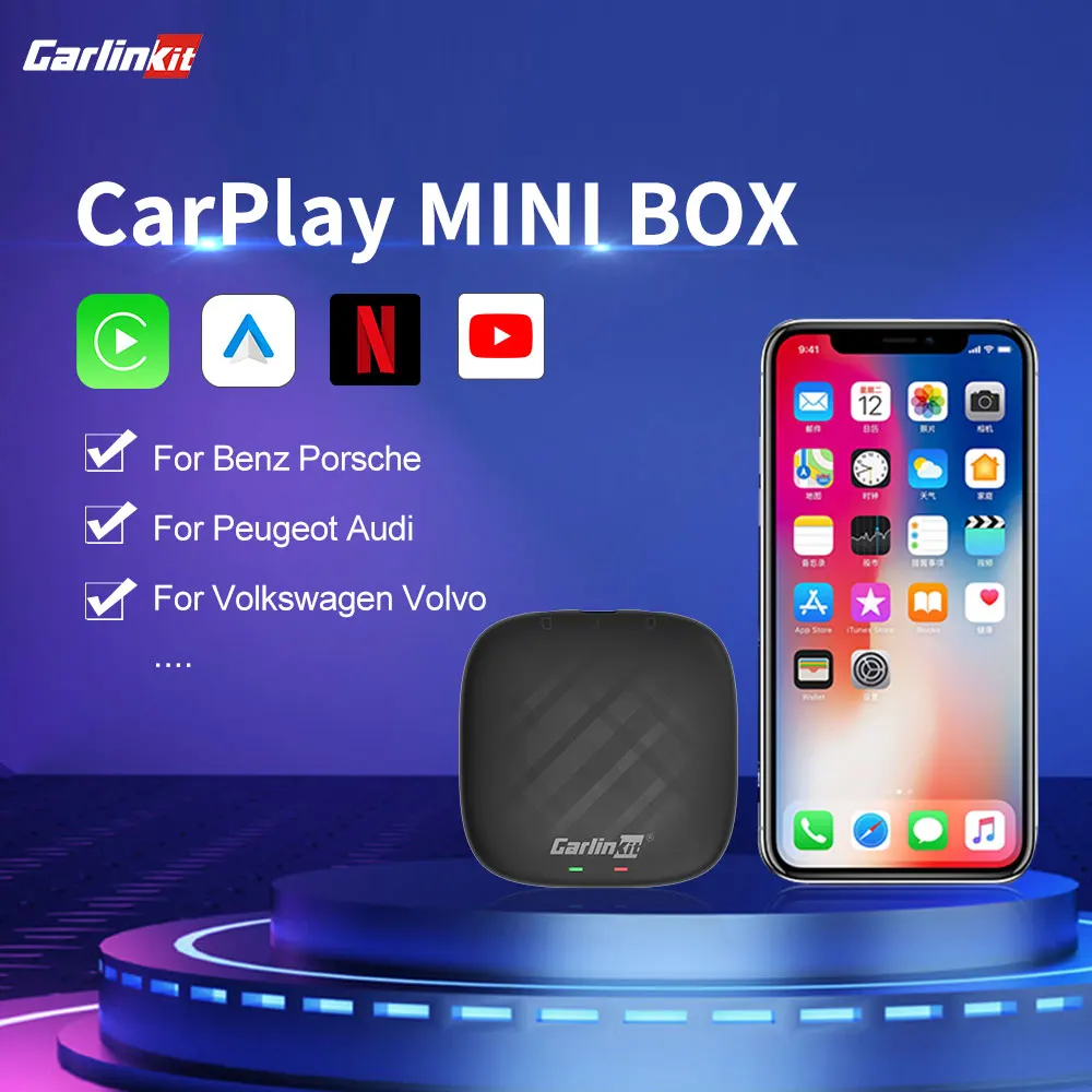 CarlinKit Carplay Ai Box Android Автомобильный мультимедийный плеер 4 + 64G беспроводной Авто