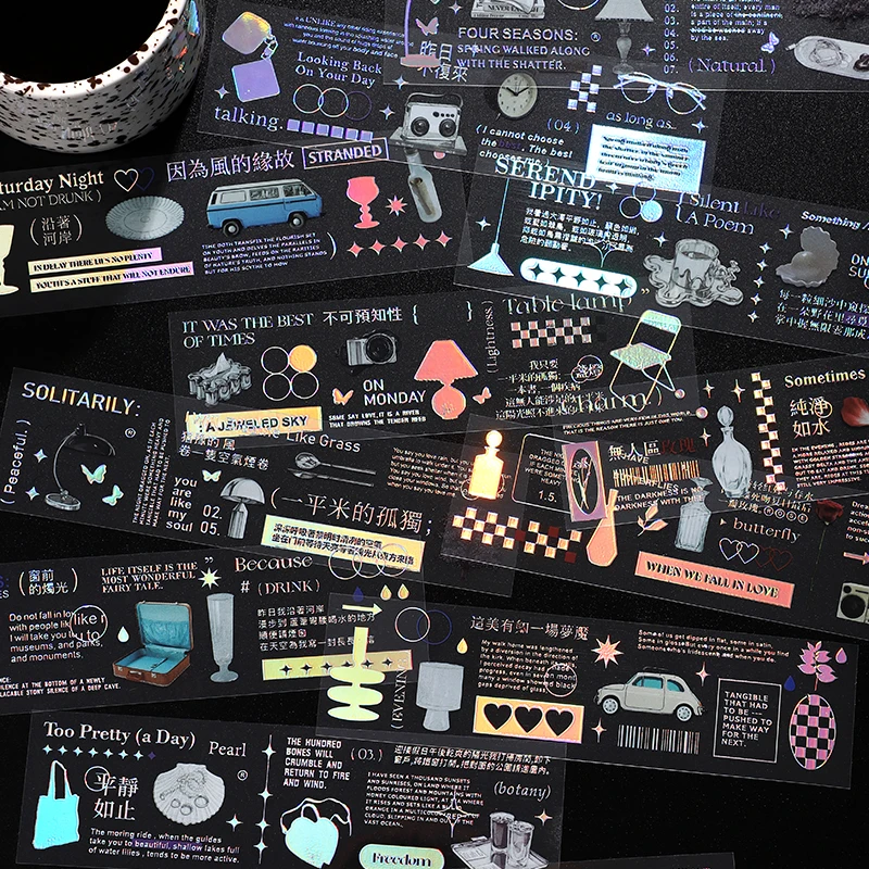 

3 pcs Hot silver INS style Stickers aesthetic Stick Labels Diary Album Scrapbooking material hand made junk journal supplies