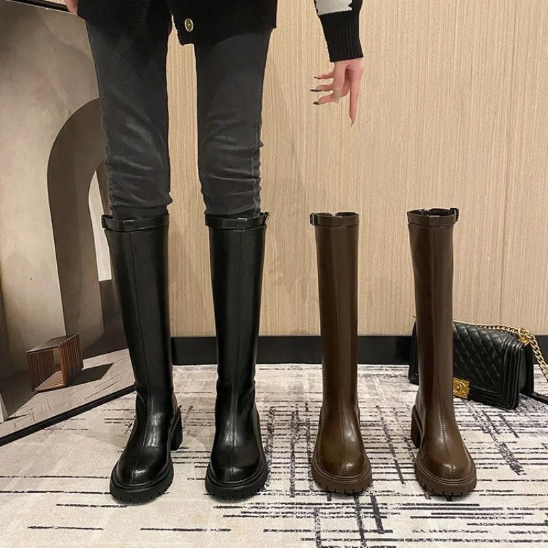 

Luxury brand genuine Long Children's knee high chivalry 2023 new leg small thick soled boots winter plush