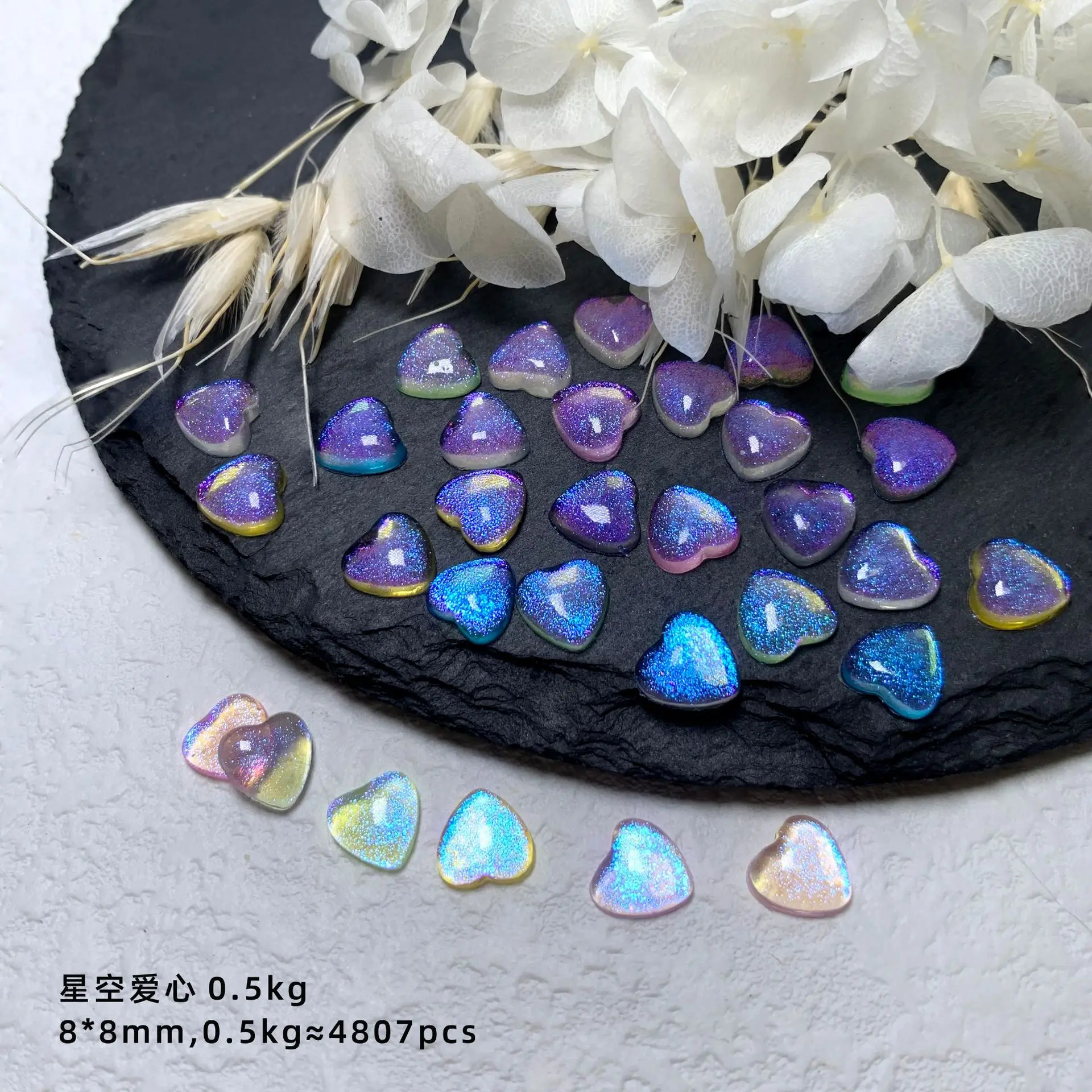 

20pcs Nail Charms Shiny Aurora Love Heart V-shape Nail Art Decoration Supplies Kawaii Resin Peach Heart Nails Design Accessories