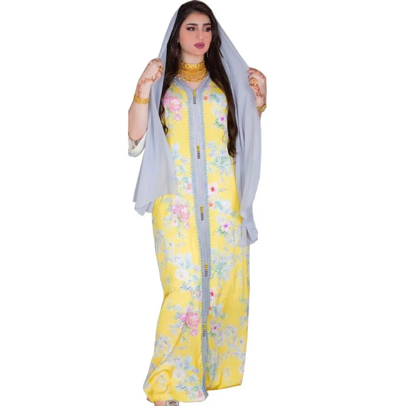 Мусульманская Мода Abaya весна лето Abya Макси длинное платье модное темпераментное женское платье мусульманское элегантное модное платье хал...