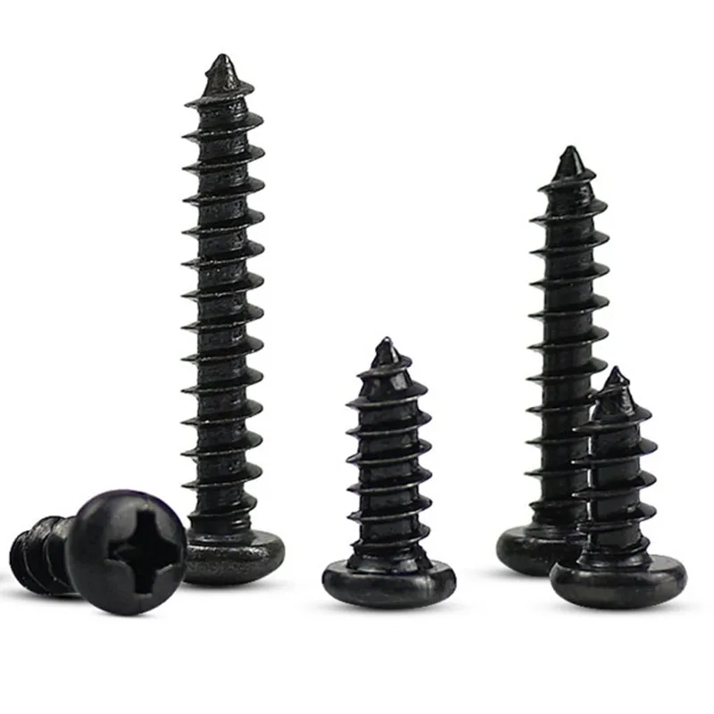 100 шт. M1.4 M1.7 M2 M2.3 M3 PA микрошурупы с круглой головкой, самонарезающие электронные маленькие винты для дерева