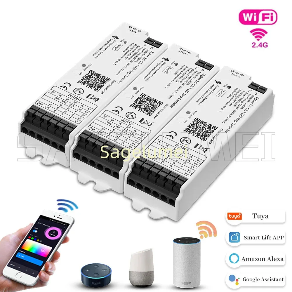 Фото Контроллер LED-лент WIFI BT WB5 2.4G RF LM051 Zigbee 3.0 LM052 Bluetooth Mesh LM053 для 5-в-1 одноканальных, двухцветных, RGB, RGBW, RGB+CCT лент №1