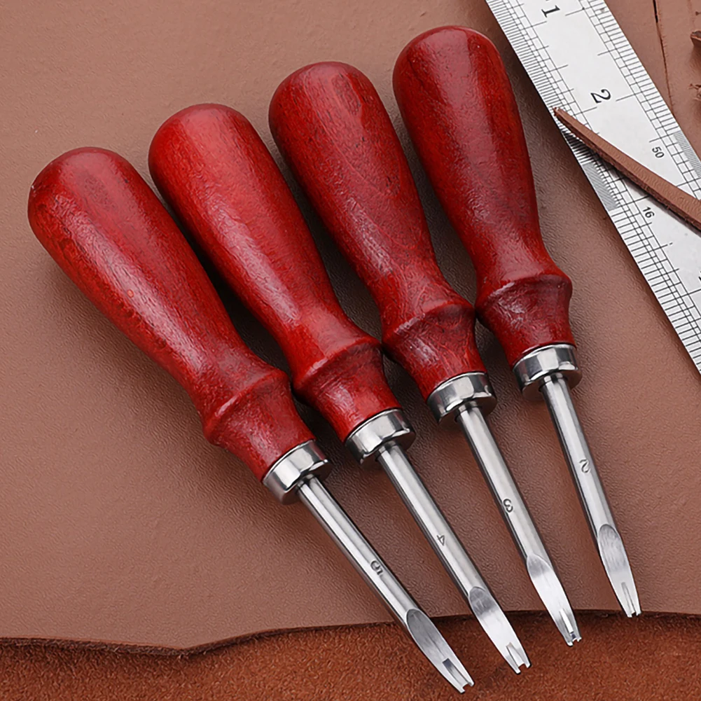 

1PC 0.8/1.0/1.2/1.5mm Leather Edge Beveler Skiving Beveling Knife Cutting Hand Craft Tool With Wood Handle Leather Edge Cutter