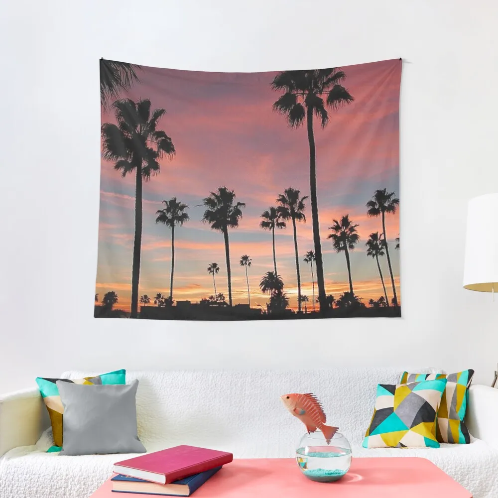 

Cool Palm Trees Pink Blue And Orange Skies Tapestry Fashion Room Decor Pattern Print Tapestry Wall Bedroom Carpet Bed Sheets