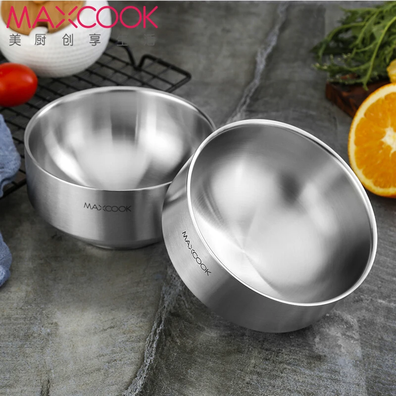 

Миска MAXCOOK 304 двухслойная из нержавеющей стали, 240 г, 5 дюймов, 13 см, 2/6 шт.