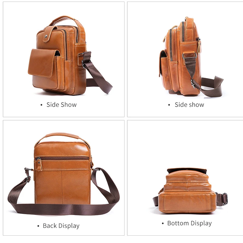 Vintage Men's simple Leather multifunctional Small shoulder phone bag Crossbody Bag